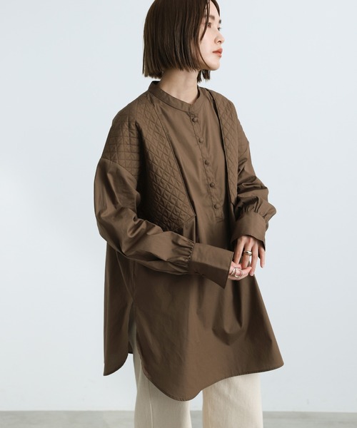select MOCA（セレクトモカ）の「2021 AW スタンドカラーキルティングオーバーブラウス（シャツ/ブラウス・レディース・ホワイト/ブラック/ブラウン・FREE）」の3枚目の写真