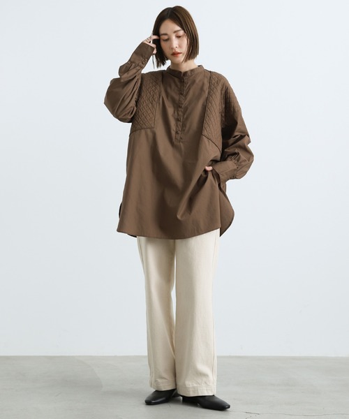 select MOCA（セレクトモカ）の「2021 AW スタンドカラーキルティングオーバーブラウス（シャツ/ブラウス・レディース・ホワイト/ブラック/ブラウン・FREE）」の4枚目の写真