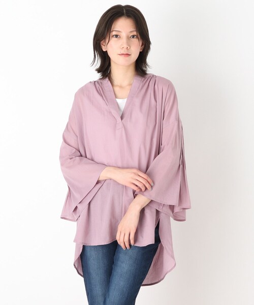 SHOO・LA・RUE(シューラルー)の「◆【INDIA】ピンタックスリーブスキッパー(シャツ/ブラウス・レディース・イエロー/ライトパープル/キャメル/ホワイト系・00)」の2枚目の写真