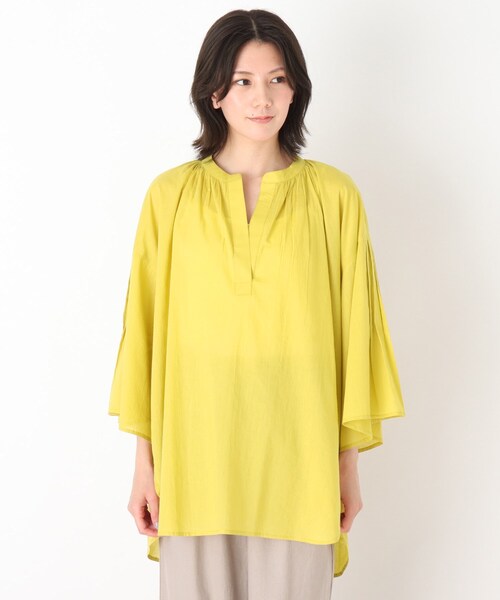 SHOO・LA・RUE(シューラルー)の「◆【INDIA】ピンタックスリーブスキッパー(シャツ/ブラウス・レディース・イエロー/ライトパープル/キャメル/ホワイト系・00)」の5枚目の写真