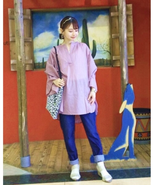 SHOO・LA・RUE(シューラルー)の「◆【INDIA】ピンタックスリーブスキッパー(シャツ/ブラウス・レディース・イエロー/ライトパープル/キャメル/ホワイト系・00)」の7枚目の写真