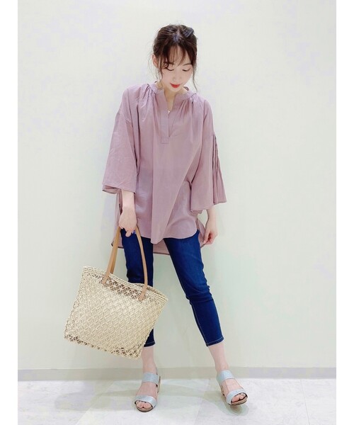 SHOO・LA・RUE(シューラルー)の「◆【INDIA】ピンタックスリーブスキッパー(シャツ/ブラウス・レディース・イエロー/ライトパープル/キャメル/ホワイト系・00)」の10枚目の写真