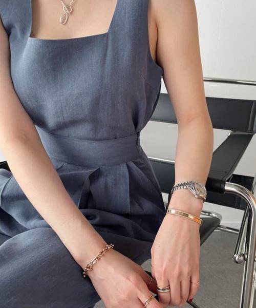 Jewelobe（ジュエローブ）の「ノースリトップス×ハイウエストワイドパンツセットアップ（セットアップ・レディース・アイボリー/ブルー/ブラック・FREE）」の8枚目の写真