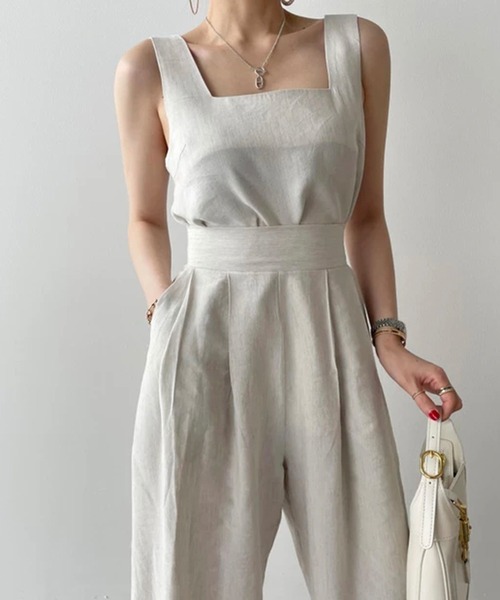 Jewelobe（ジュエローブ）の「ノースリトップス×ハイウエストワイドパンツセットアップ（セットアップ・レディース・アイボリー/ブルー/ブラック・FREE）」の18枚目の写真