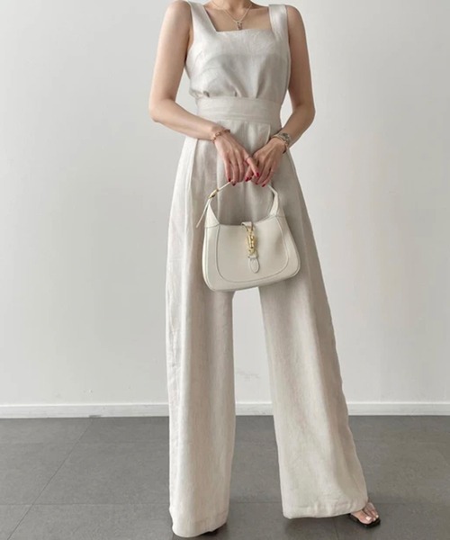 Jewelobe（ジュエローブ）の「ノースリトップス×ハイウエストワイドパンツセットアップ（セットアップ・レディース・アイボリー/ブルー/ブラック・FREE）」の10枚目の写真