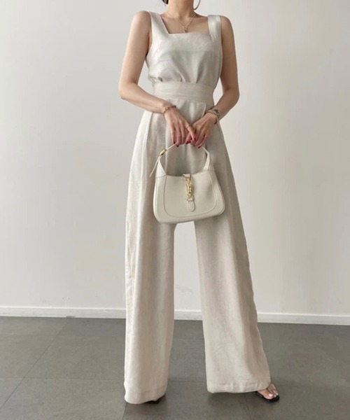 Jewelobe（ジュエローブ）の「ノースリトップス×ハイウエストワイドパンツセットアップ（セットアップ・レディース・アイボリー/ブルー/ブラック・FREE）」の6枚目の写真