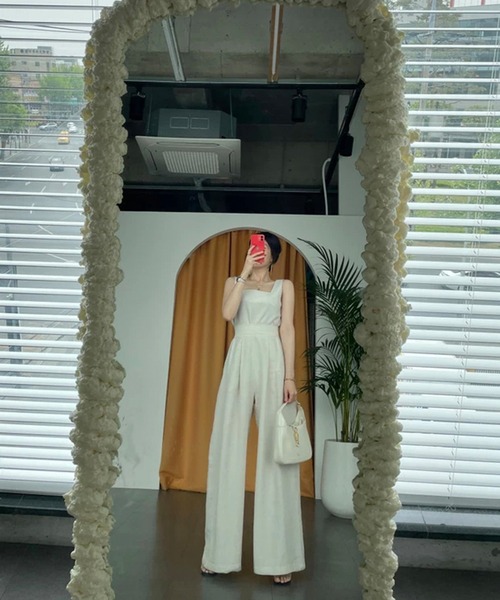 Jewelobe（ジュエローブ）の「ノースリトップス×ハイウエストワイドパンツセットアップ（セットアップ・レディース・アイボリー/ブルー/ブラック・FREE）」の14枚目の写真