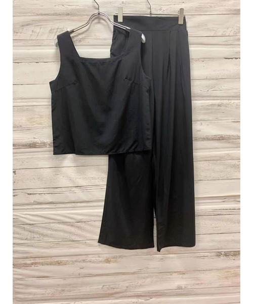 Jewelobe（ジュエローブ）の「ノースリトップス×ハイウエストワイドパンツセットアップ（セットアップ・レディース・アイボリー/ブルー/ブラック・FREE）」の17枚目の写真