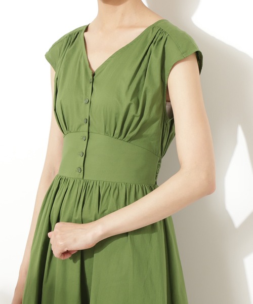 N.（N. Natural Beauty Basic）（エヌエヌナチュラルビューティーベーシック）の「Vネックギャザーワンピース（ワンピース・レディース・ブラック/ブラウン/グリーン/ブルー系その他・SMALL/MEDIUM）」の14枚目の写真