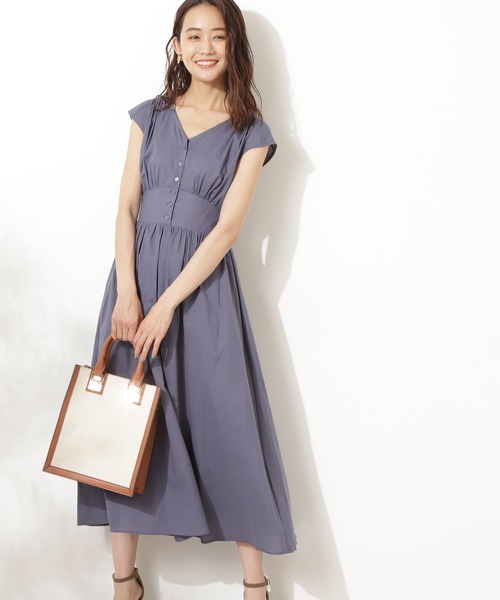 N.（N. Natural Beauty Basic）（エヌエヌナチュラルビューティーベーシック）の「Vネックギャザーワンピース（ワンピース・レディース・ブラック/ブラウン/グリーン/ブルー系その他・SMALL/MEDIUM）」の7枚目の写真