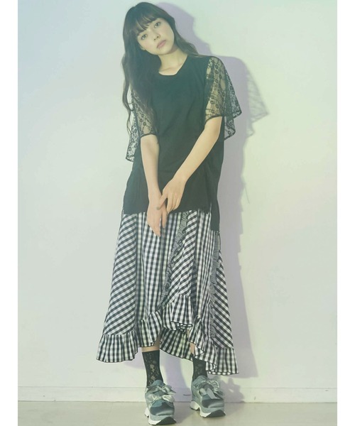 merry jenny（メリージェニー）の「ギンガムコンビフレアスカート（スカート・レディース・グレー/ブラック/パープル・FREE）」の18枚目の写真