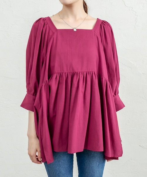 mystic(ミスティック)の「スクエアパフチュニック(シャツ/ブラウス・レディース・オフホワイト/チャコールグレー/バーガンディー・FREE)」の19枚目の写真