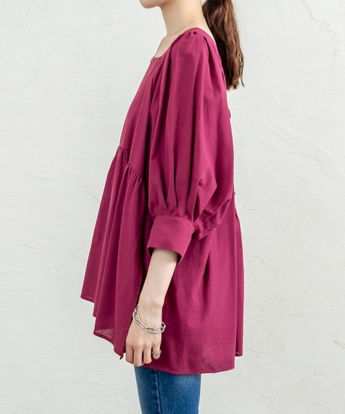 mystic(ミスティック)の「スクエアパフチュニック(シャツ/ブラウス・レディース・オフホワイト/チャコールグレー/バーガンディー・FREE)」の20枚目の写真