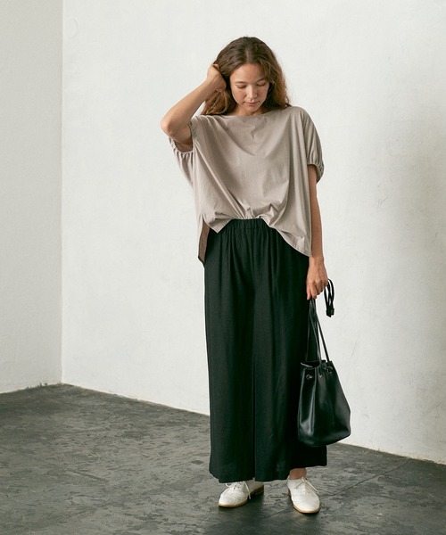 PUAL CE CIN（ピュアルセシン）の「シルケットドルマンスリーブプルオーバー（Tシャツ/カットソー・レディース・ブラック/グレー/ベージュ・FREE）」の9枚目の写真