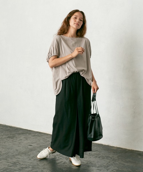 PUAL CE CIN（ピュアルセシン）の「シルケットドルマンスリーブプルオーバー（Tシャツ/カットソー・レディース・ブラック/グレー/ベージュ・FREE）」の8枚目の写真