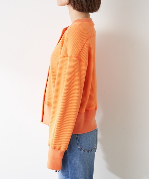 CIAOPANIC TYPY(チャオパニックティピー)の「ヘビーウェイトリブショートカーディガン(カーディガン/ボレロ・レディース・チャコールグレー/オフホワイト/オレンジ・ONE SIZE)」の12枚目の写真