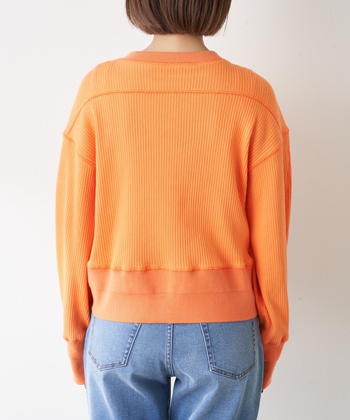 CIAOPANIC TYPY(チャオパニックティピー)の「ヘビーウェイトリブショートカーディガン(カーディガン/ボレロ・レディース・チャコールグレー/オフホワイト/オレンジ・ONE SIZE)」の18枚目の写真