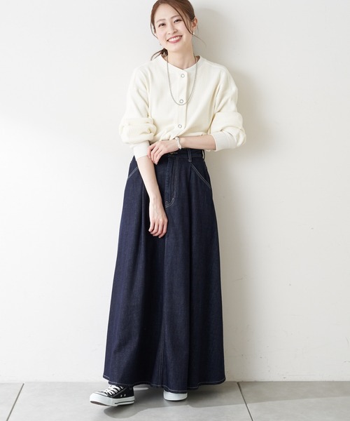 CIAOPANIC TYPY(チャオパニックティピー)の「ヘビーウェイトリブショートカーディガン(カーディガン/ボレロ・レディース・チャコールグレー/オフホワイト/オレンジ・ONE SIZE)」の19枚目の写真