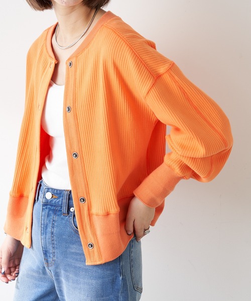 CIAOPANIC TYPY(チャオパニックティピー)の「ヘビーウェイトリブショートカーディガン(カーディガン/ボレロ・レディース・チャコールグレー/オフホワイト/オレンジ・ONE SIZE)」の20枚目の写真