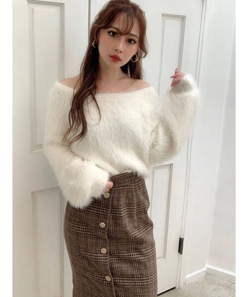 RESEXXY（リゼクシー）の「フロントボタンチェックスカート（スカート・レディース・ブラック/ベージュ/ブラウン・FREE）」の7枚目の写真