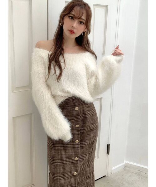 RESEXXY（リゼクシー）の「フロントボタンチェックスカート（スカート・レディース・ブラック/ベージュ/ブラウン・FREE）」の8枚目の写真