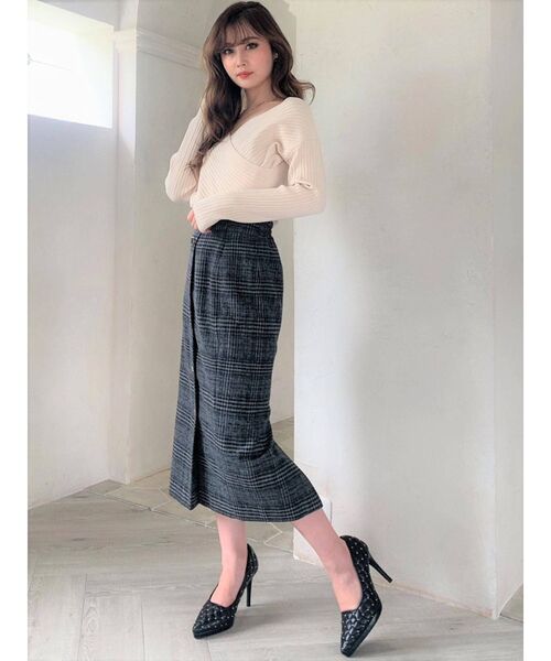 RESEXXY（リゼクシー）の「フロントボタンチェックスカート（スカート・レディース・ブラック/ベージュ/ブラウン・FREE）」の10枚目の写真
