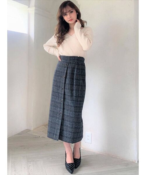 RESEXXY（リゼクシー）の「フロントボタンチェックスカート（スカート・レディース・ブラック/ベージュ/ブラウン・FREE）」の11枚目の写真