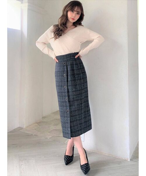 RESEXXY（リゼクシー）の「フロントボタンチェックスカート（スカート・レディース・ブラック/ベージュ/ブラウン・FREE）」の12枚目の写真