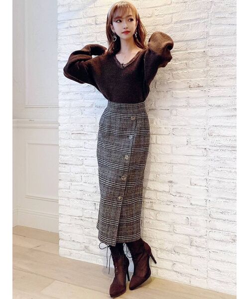 RESEXXY（リゼクシー）の「フロントボタンチェックスカート（スカート・レディース・ブラック/ベージュ/ブラウン・FREE）」の14枚目の写真