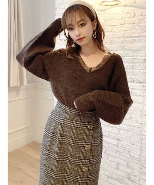 RESEXXY（リゼクシー）の「フロントボタンチェックスカート（スカート・レディース・ブラック/ベージュ/ブラウン・FREE）」の18枚目の写真