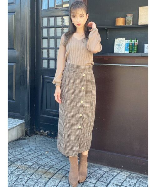 RESEXXY（リゼクシー）の「フロントボタンチェックスカート（スカート・レディース・ブラック/ベージュ/ブラウン・FREE）」の19枚目の写真