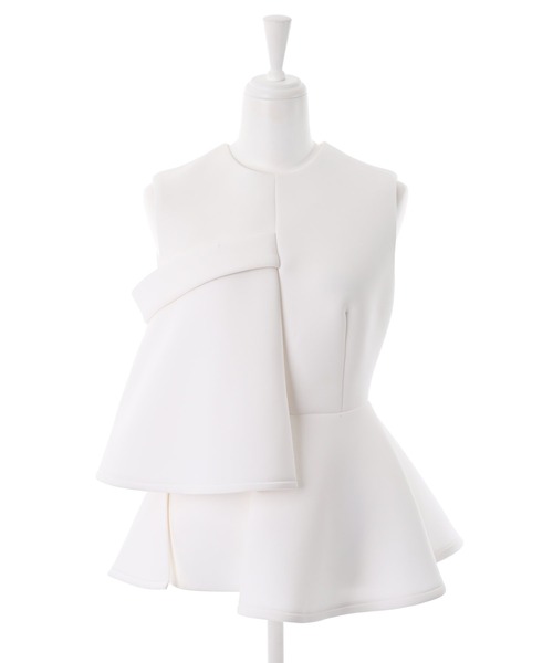 Narcissus(ナルシス)の「【Narcissus】アシメボンディングペプラム(シャツ/ブラウス・レディース・ブラック/ホワイト・FREE)」の8枚目の写真