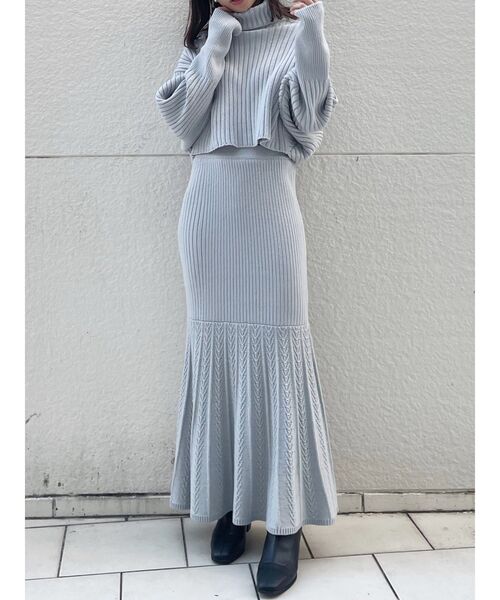 dazzlin（ダズリン）の「マーメイドラインニットスカート（スカート・レディース・ブラック/オフホワイト/ブルー・FREE）」の11枚目の写真