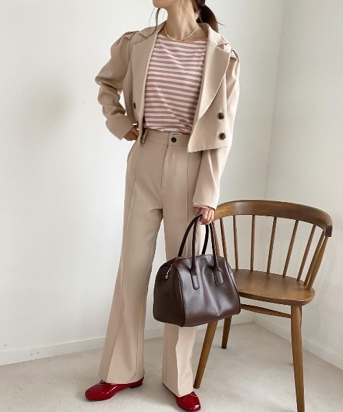 one after another NICE CLAUP（ワンアフターアナザーナイスクラップ）の「セットアップで着れる！ショートテーラードジャケット（テーラードジャケット・レディース・ブラック系その他/ブラック系その他2/ベージュ系その他/ベージュ・FREE）」の21枚目の写真