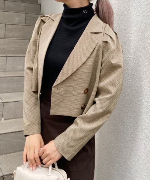 one after another NICE CLAUP（ワンアフターアナザーナイスクラップ）の「セットアップで着れる！ショートテーラードジャケット（テーラードジャケット・レディース・ブラック系その他/ブラック系その他2/ベージュ系その他/ベージュ・FREE）」の22枚目の写真