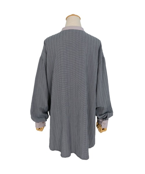 ANDJ(アンドジェイ)の「ピンタックブザムバンドカラーシャツ(シャツ/ブラウス・レディース・オフホワイト/ブルーグレー・M)」の9枚目の写真