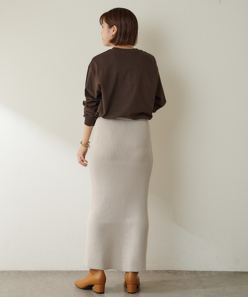 SHENERY(シーナリー)の「リブニットロングスカート(スカート・レディース・ライトグレー/ブラック/グレー・FREE)」の8枚目の写真