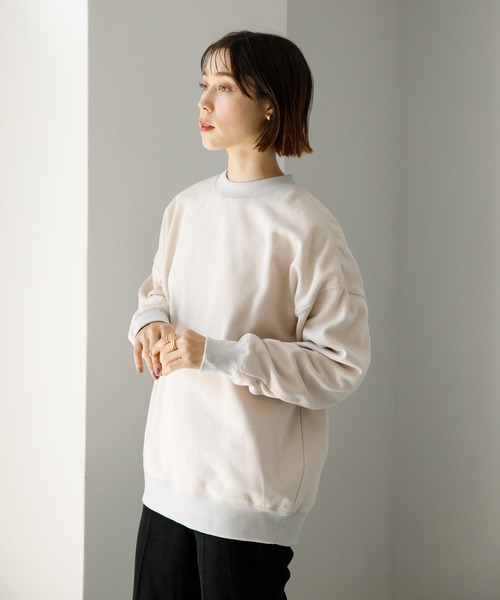 koe（コエ）の「■アンチピリング加工ＴＣ裏起毛クルーネック*（スウェット・レディース・イエロー/ピンク/D/A/カーキ/ブルー/ライトベージュ/ライトグレー/B/ブラック/C/ホワイト/マジェンタ/グリーン/H/E/F/G/オレンジ/レッド/パープル/ネイビー・L/S/M/XL）」の15枚目の写真