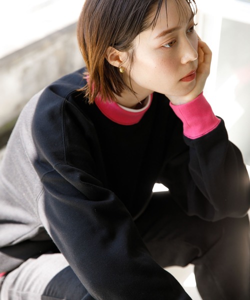 koe（コエ）の「■アンチピリング加工ＴＣ裏起毛クルーネック*（スウェット・レディース・イエロー/ピンク/D/A/カーキ/ブルー/ライトベージュ/ライトグレー/B/ブラック/C/ホワイト/マジェンタ/グリーン/H/E/F/G/オレンジ/レッド/パープル/ネイビー・L/S/M/XL）」の18枚目の写真