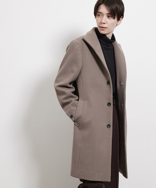 JUNRED（ジュンレッド）の「ソフトメルトンイタリアンカラーコート（その他アウター・メンズ・ブラック/ダークブラウン/キャメル・LL/S/M/L）」の3枚目の写真