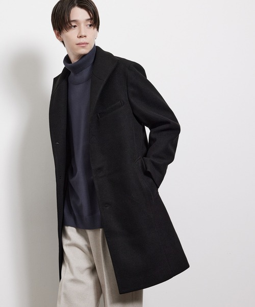 JUNRED（ジュンレッド）の「ソフトメルトンイタリアンカラーコート（その他アウター・メンズ・ブラック/ダークブラウン/キャメル・LL/S/M/L）」の2枚目の写真