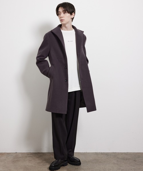 JUNRED（ジュンレッド）の「ソフトメルトンイタリアンカラーコート（その他アウター・メンズ・ブラック/ダークブラウン/キャメル・LL/S/M/L）」の14枚目の写真