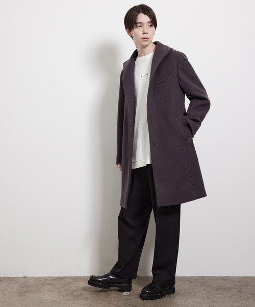 JUNRED（ジュンレッド）の「ソフトメルトンイタリアンカラーコート（その他アウター・メンズ・ブラック/ダークブラウン/キャメル・LL/S/M/L）」の8枚目の写真