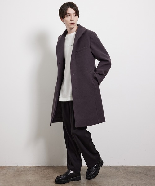 JUNRED（ジュンレッド）の「ソフトメルトンイタリアンカラーコート（その他アウター・メンズ・ブラック/ダークブラウン/キャメル・LL/S/M/L）」の4枚目の写真