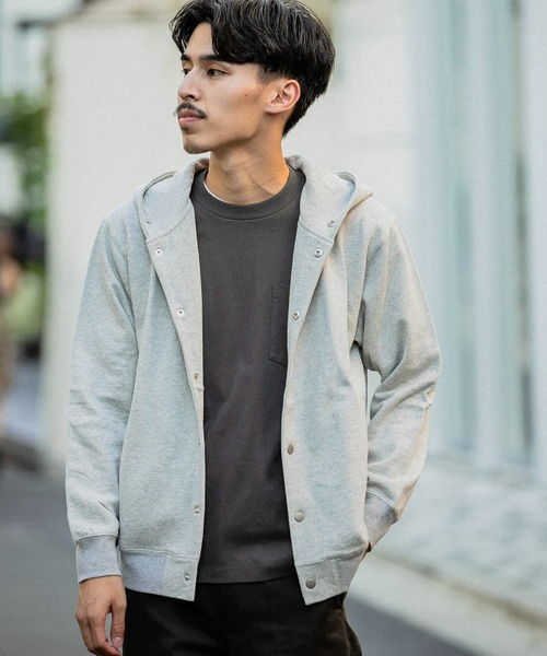 URBAN RESEARCH DOORS（アーバンリサーチドアーズ）の「裏毛スナップパーカー（パーカー・メンズ・ネイビー/ブラウン/グレー/ブルー系その他・40/38）」の2枚目の写真