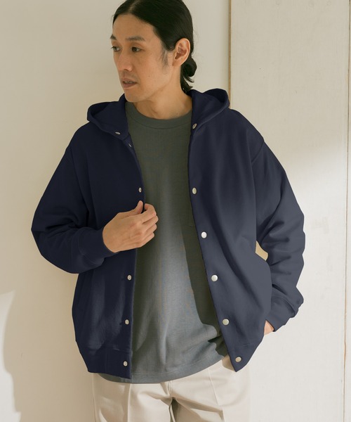 URBAN RESEARCH DOORS（アーバンリサーチドアーズ）の「裏毛スナップパーカー（パーカー・メンズ・ネイビー/ブラウン/グレー/ブルー系その他・40/38）」の14枚目の写真