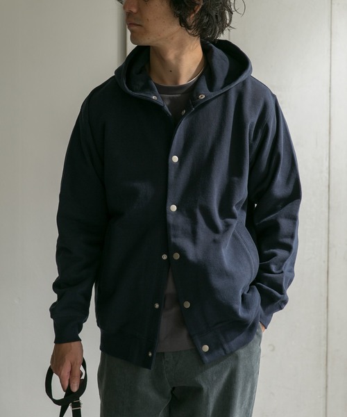 URBAN RESEARCH DOORS（アーバンリサーチドアーズ）の「裏毛スナップパーカー（パーカー・メンズ・ネイビー/ブラウン/グレー/ブルー系その他・40/38）」の6枚目の写真