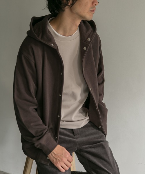 URBAN RESEARCH DOORS（アーバンリサーチドアーズ）の「裏毛スナップパーカー（パーカー・メンズ・ネイビー/ブラウン/グレー/ブルー系その他・40/38）」の8枚目の写真