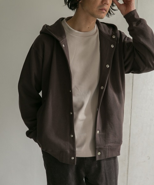 URBAN RESEARCH DOORS（アーバンリサーチドアーズ）の「裏毛スナップパーカー（パーカー・メンズ・ネイビー/ブラウン/グレー/ブルー系その他・40/38）」の9枚目の写真