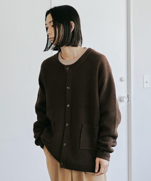 セール】【nowm】ROUND NECK LOOSE KNIT CARDIGAN / ラウンドネック